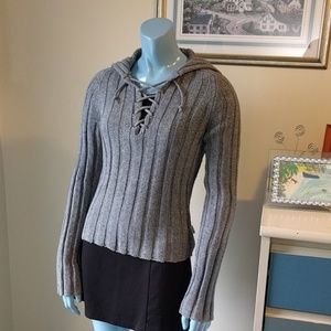 5x$25! Abercrombie Grey Wool Lace Up Sweater
